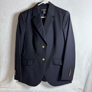 Brooks Brothers by Loro Piana Navy Wool Two-Button Blazer Womens Size 10P